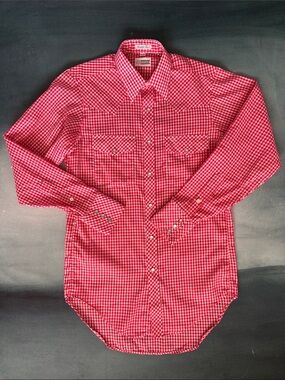 Vintage 70s Stetson Saddle Tail Western Snap Shirt Gingham